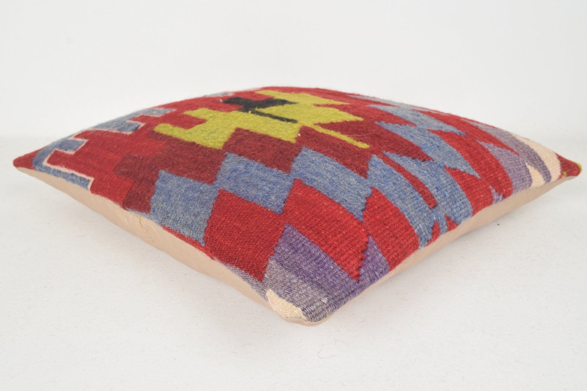 Red Blue Green Kilim Rug Pillow C00346 18x18 " - 45x45 cm.