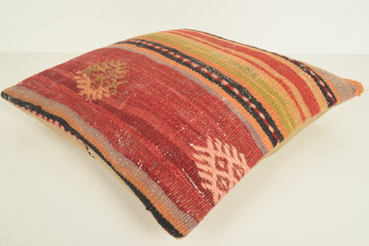 Turkish Kilim Pillow Cover 16x16 " 40x40 cm. D03346