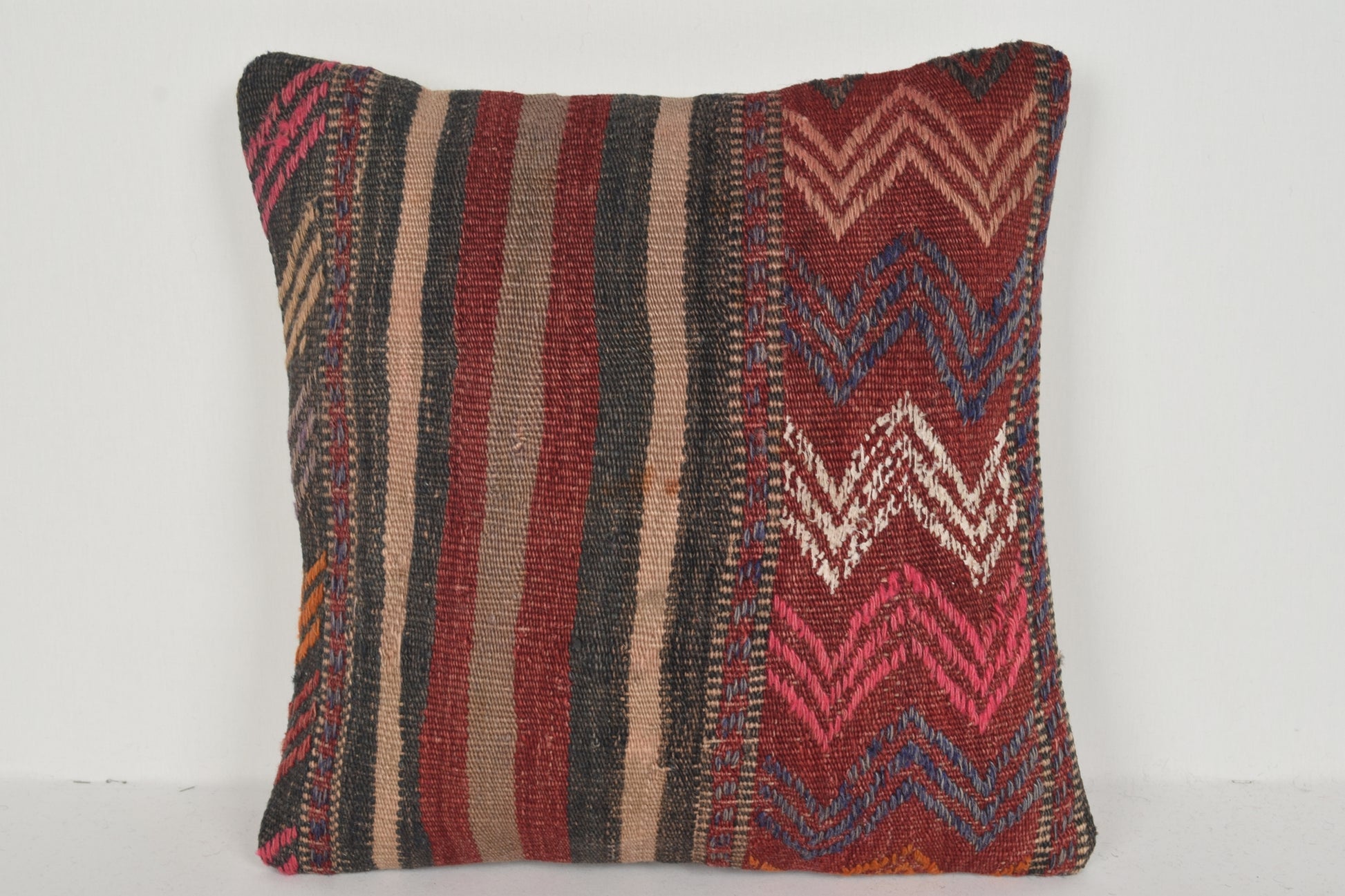 Turkish Kilim Pillow Cover 16x16 " 40x40 cm. D02047