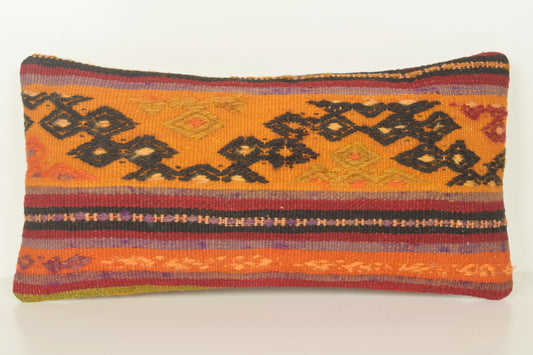 Turkish Lumbar Kilim Pillow Cover 10x20 " 25x50 cm. G00847