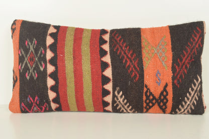 Turkish Lumbar Kilim Pillow Cover 10x20 " 25x50 cm. G01049