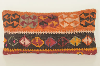 Turkish Lumbar Kilim Pillow Cover 10x20 " 25x50 cm. G00749