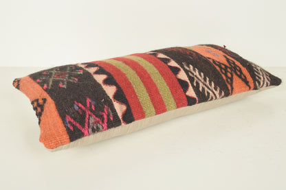 Turkish Lumbar Kilim Pillow Cover 10x20 " 25x50 cm. G01049