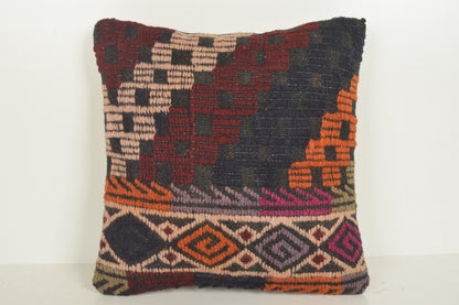 Turkish Kilim Pillow Cover 16x16 " 40x40 cm. D03351