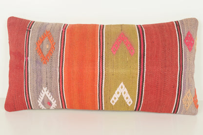 Turkish Lumbar Kilim Pillow Cover 10x20 " 25x50 cm. G00851