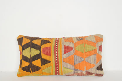 Handwoven Kilim Rug Pillow 12x24 " 30x60 cm. F00351 Turkish Rug Patterns Pillow