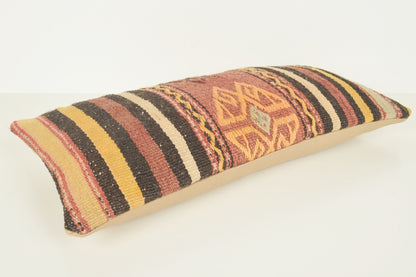 Turkish Lumbar Kilim Pillow Cover 10x20 " 25x50 cm. G00853