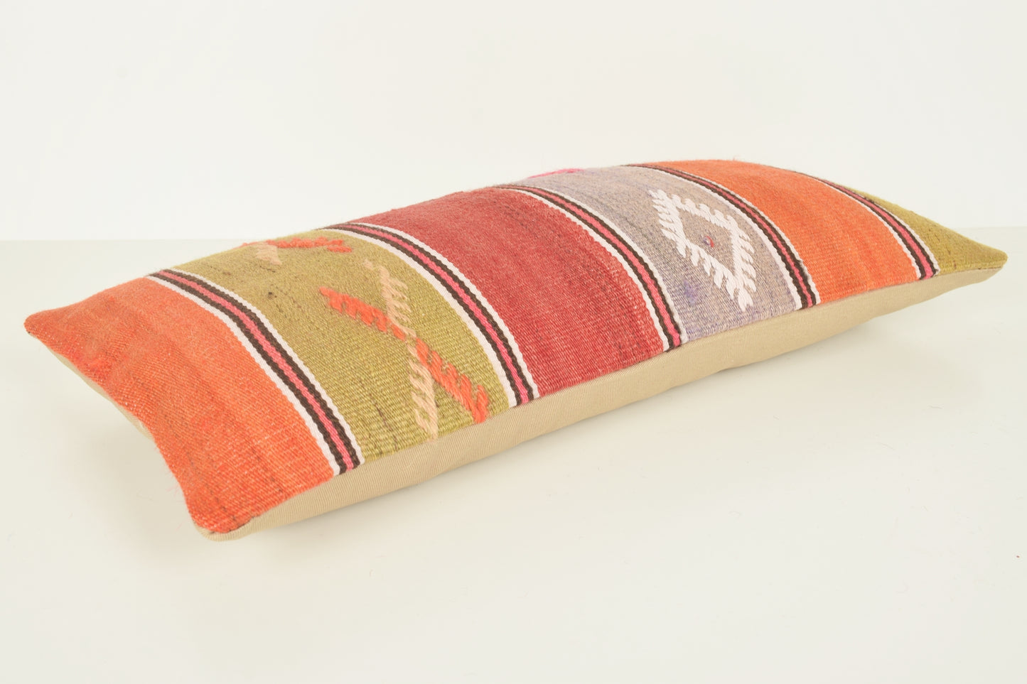 Turkish Lumbar Kilim Pillow Cover 10x20 " 25x50 cm. G00854