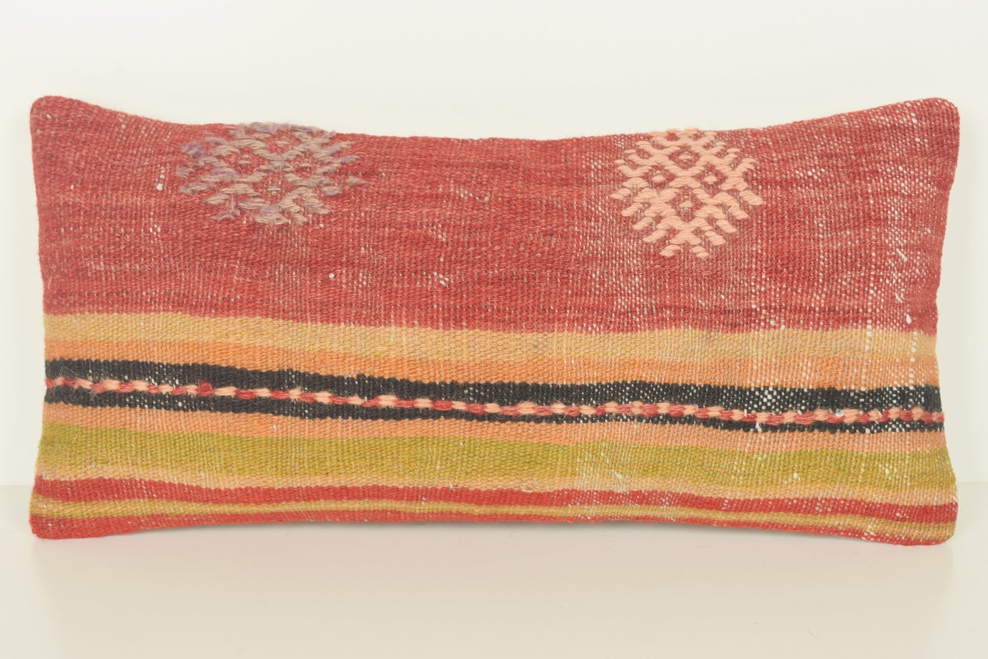 Turkish Lumbar Kilim Pillow Cover 10x20 " 25x50 cm. G00858