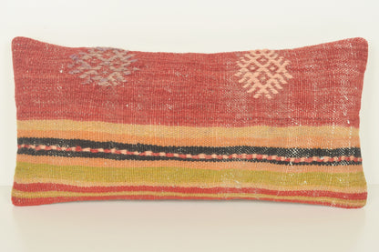 Turkish Lumbar Kilim Pillow Cover 10x20 " 25x50 cm. G00858