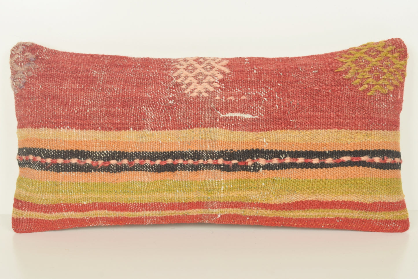 Turkish Lumbar Kilim Pillow Cover 10x20 " 25x50 cm. G00859