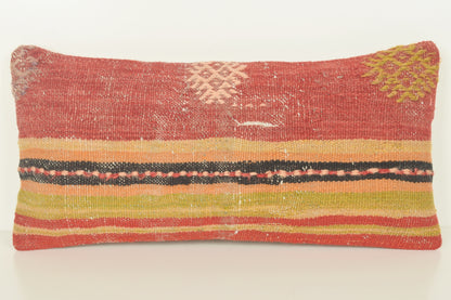 Turkish Lumbar Kilim Pillow Cover 10x20 " 25x50 cm. G00859