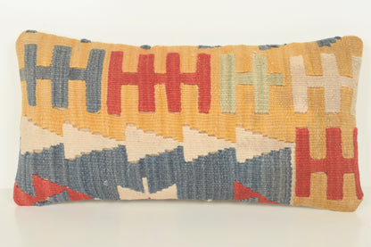 Turkish Lumbar Kilim Pillow Cover 10x20 " 25x50 cm. G00862