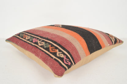 Coral Black Orange Stripe Kilim Rug Zara Home Pillow C00464 18x18 " - 45x45 cm.