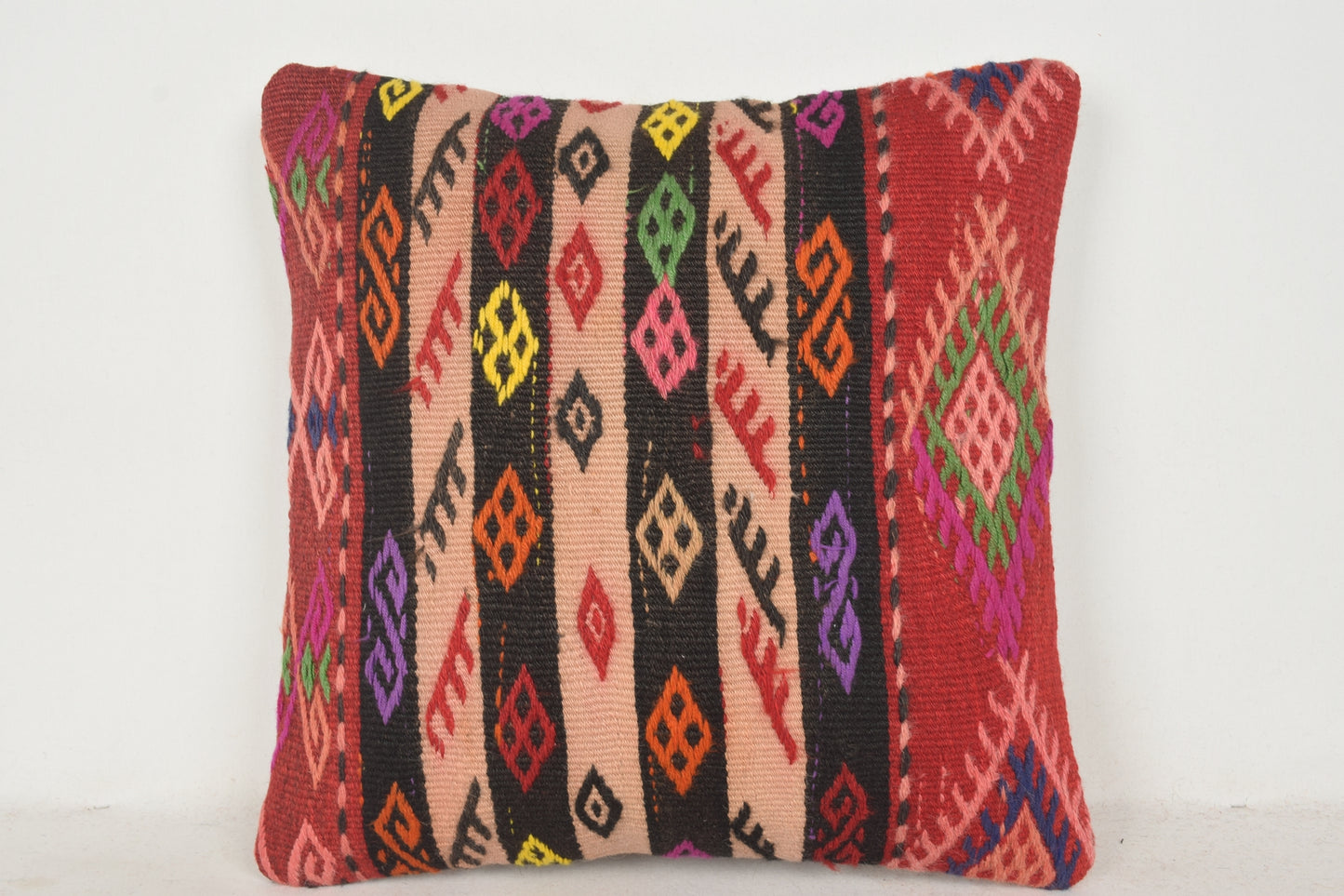 Pink Orange Purple Kilim Abstract Rug Pillow C00465 18x18 " - 45x45 cm.