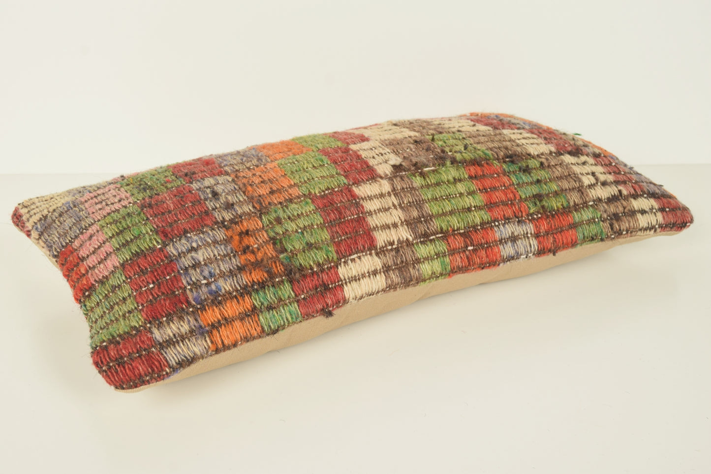 Turkish Lumbar Kilim Pillow Cover 10x20 " 25x50 cm. G01065