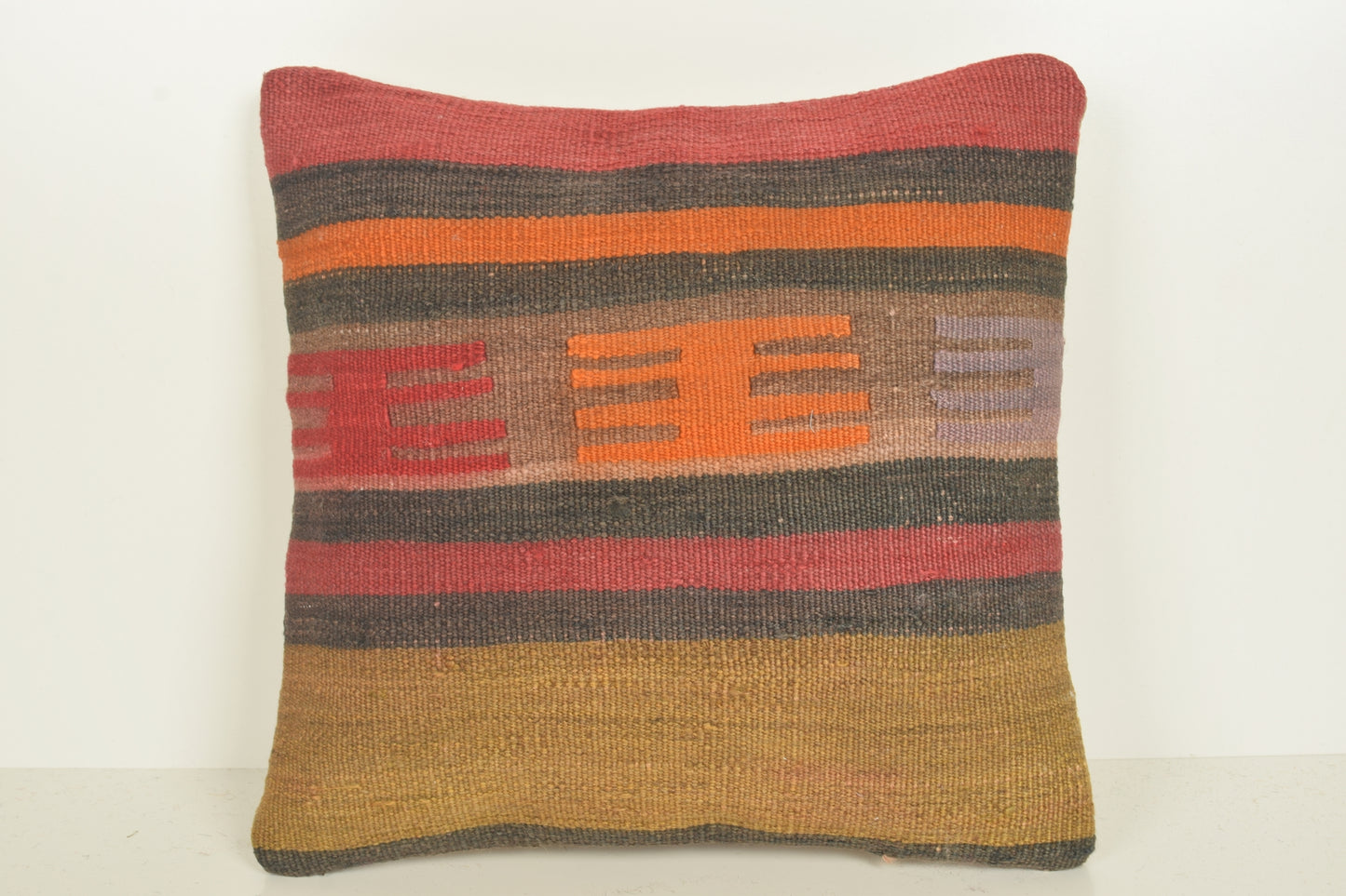 Turkish Kilim Pillow Cover 16x16 " 40x40 cm. D03367