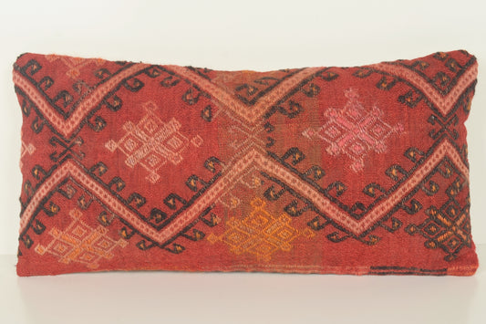 Turkish Lumbar Kilim Pillow Cover 10x20 " 25x50 cm. G00767