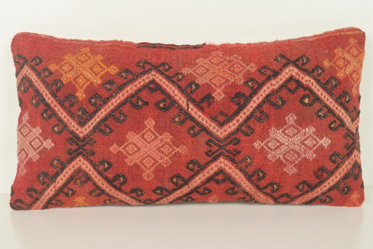 Turkish Lumbar Kilim Pillow Cover 10x20 " 25x50 cm. G00768