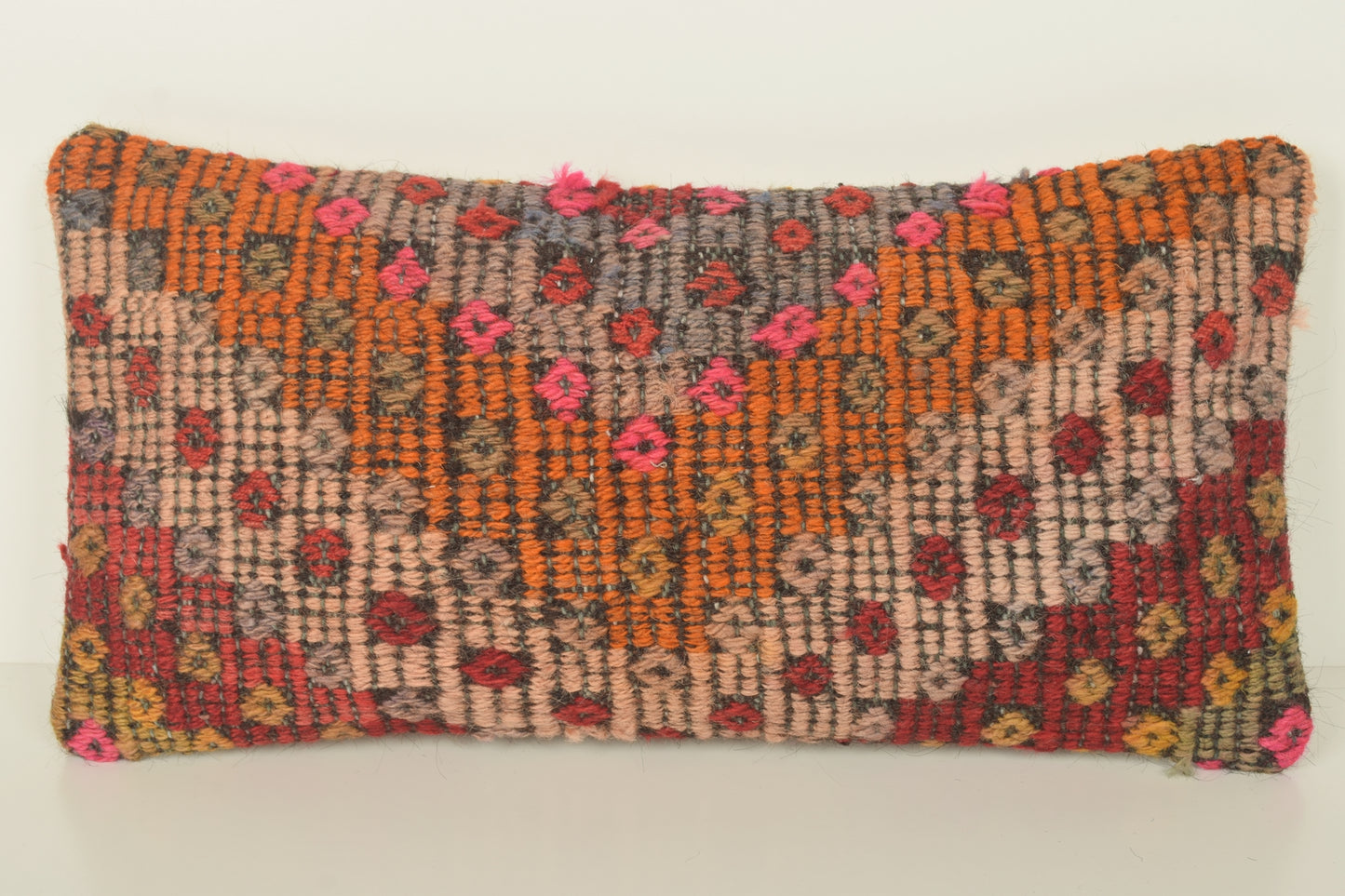 Turkish Lumbar Kilim Pillow Cover 10x20 " 25x50 cm. G01069