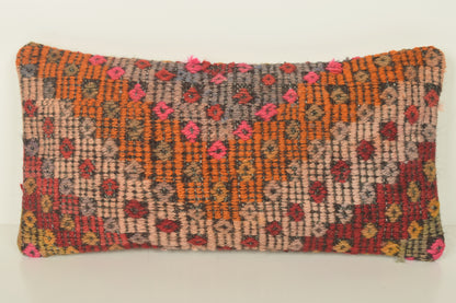 Turkish Lumbar Kilim Pillow Cover 10x20 " 25x50 cm. G01069