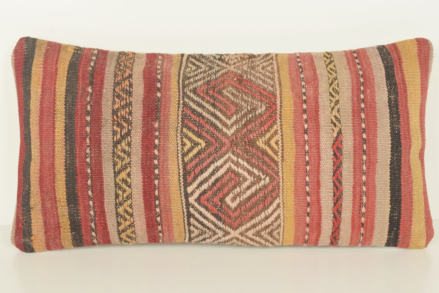 Turkish Lumbar Kilim Pillow Cover 10x20 " 25x50 cm. G00869