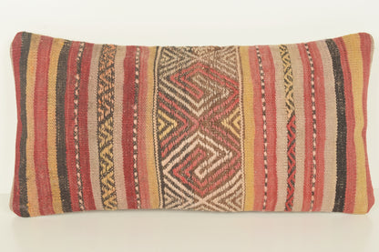 Turkish Lumbar Kilim Pillow Cover 10x20 " 25x50 cm. G00869