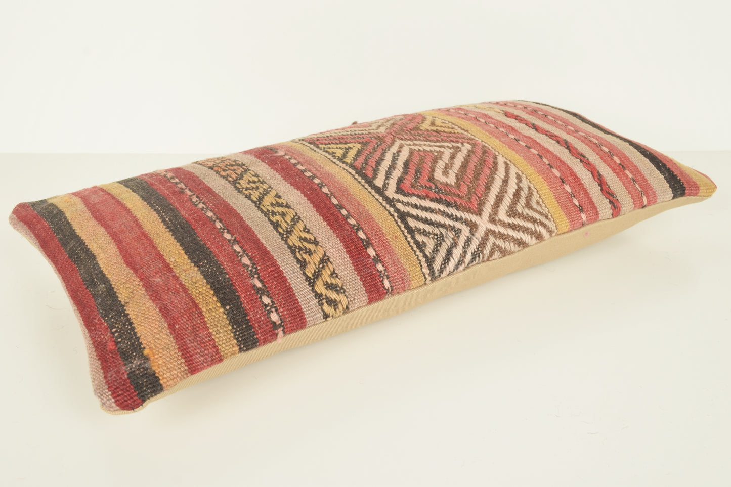 Turkish Lumbar Kilim Pillow Cover 10x20 " 25x50 cm. G00869