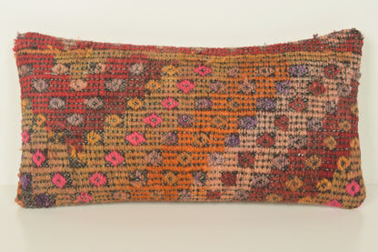 Turkish Lumbar Kilim Pillow Cover 10x20 " 25x50 cm. G01070