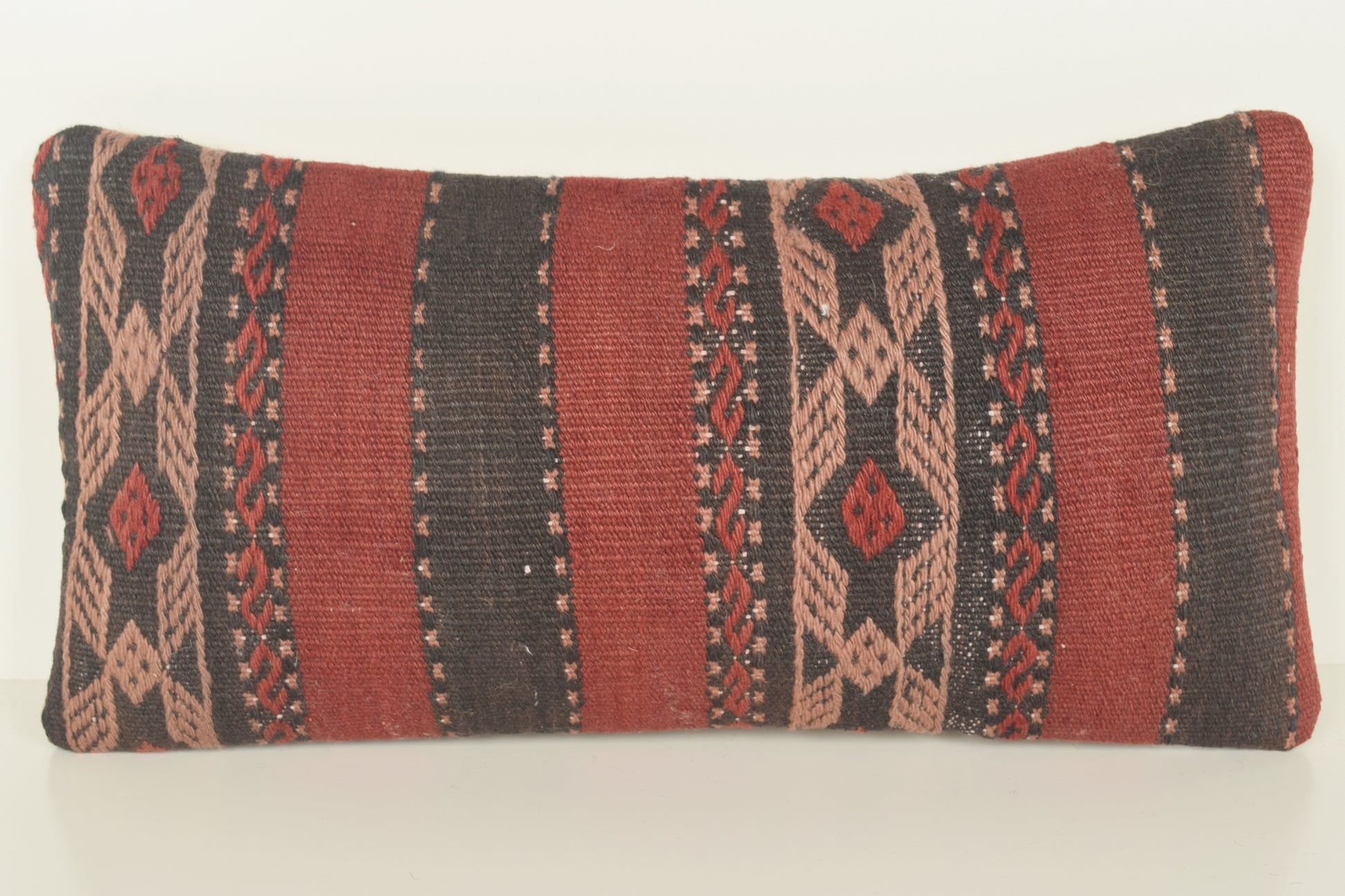 Turkish Lumbar Kilim Pillow Cover 10x20 " 25x50 cm. G00971