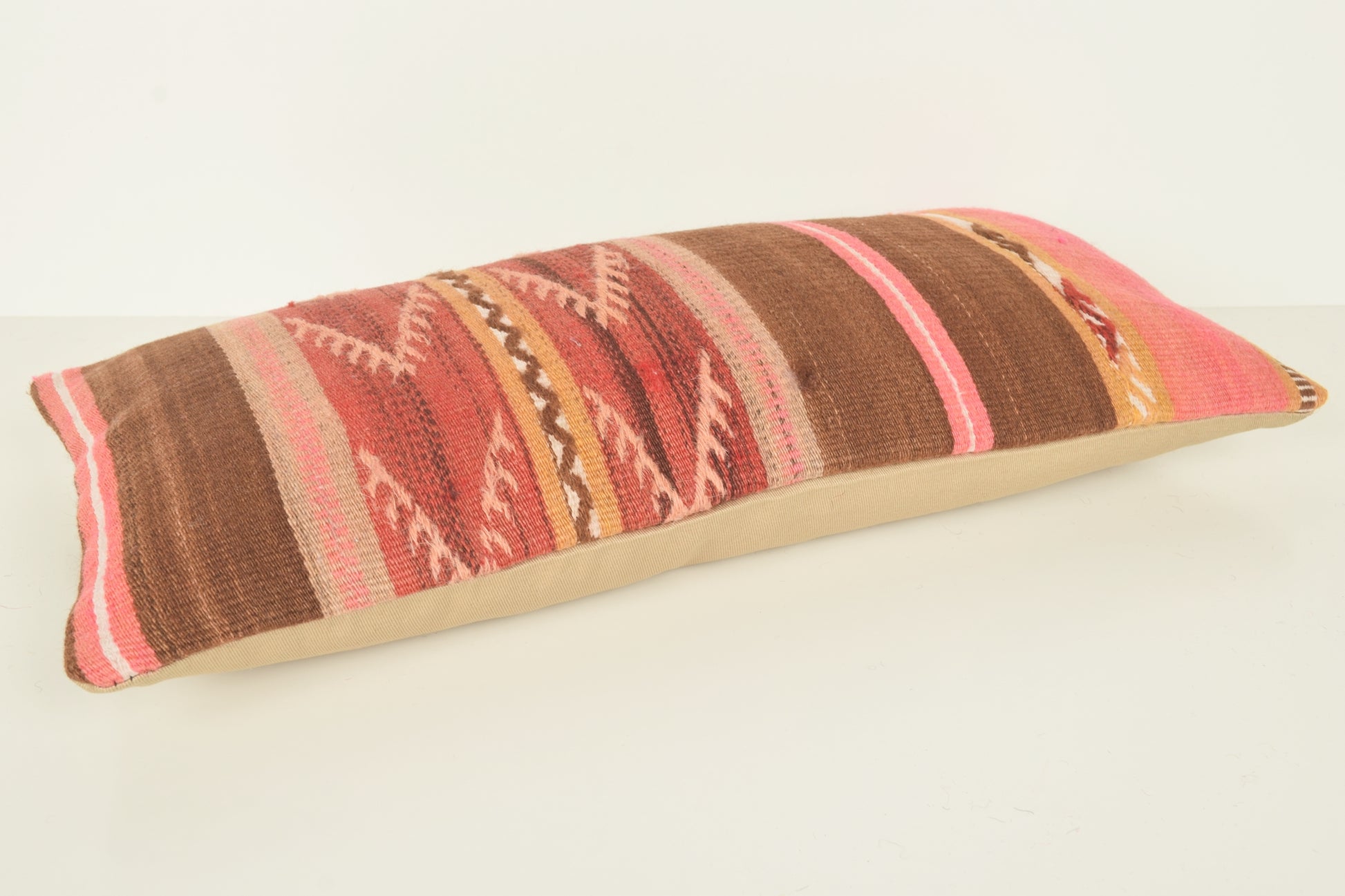 Turkish Lumbar Kilim Pillow Cover 10x20 " 25x50 cm. G00871