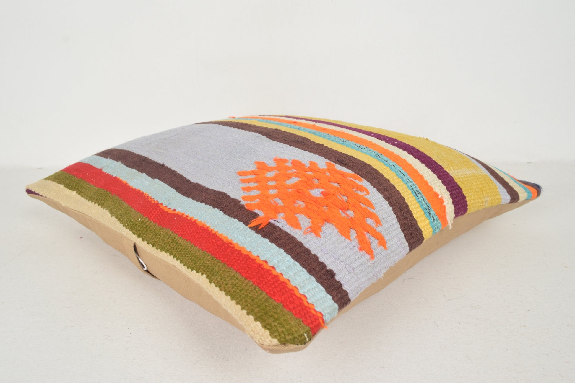 Mustard Orange Lilac Berber Kilim Rugs Pillow C00572 18x18 " - 45x45 cm.