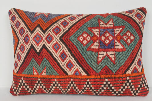 Karom Kilim Cushion E00373 Lumbar Pouf Southern Geometric Garden