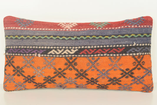 Turkish Lumbar Kilim Pillow Cover 10x20 " 25x50 cm. G00874