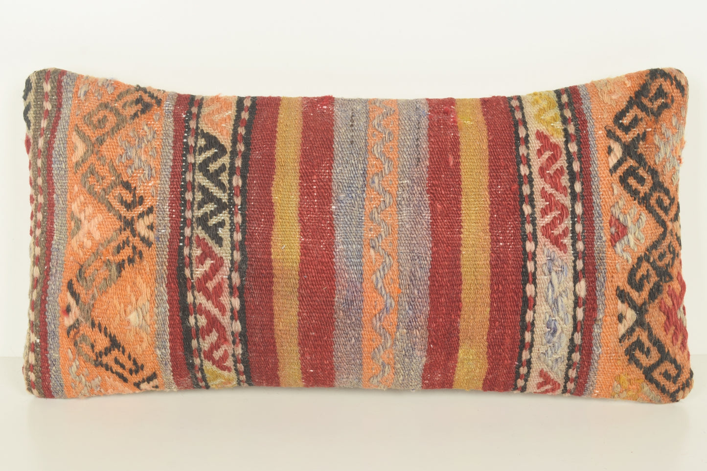 Turkish Lumbar Kilim Pillow Cover 10x20 " 25x50 cm. G00876