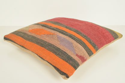 Turkish Kilim Pillow Cover 16x16 " 40x40 cm. D03376