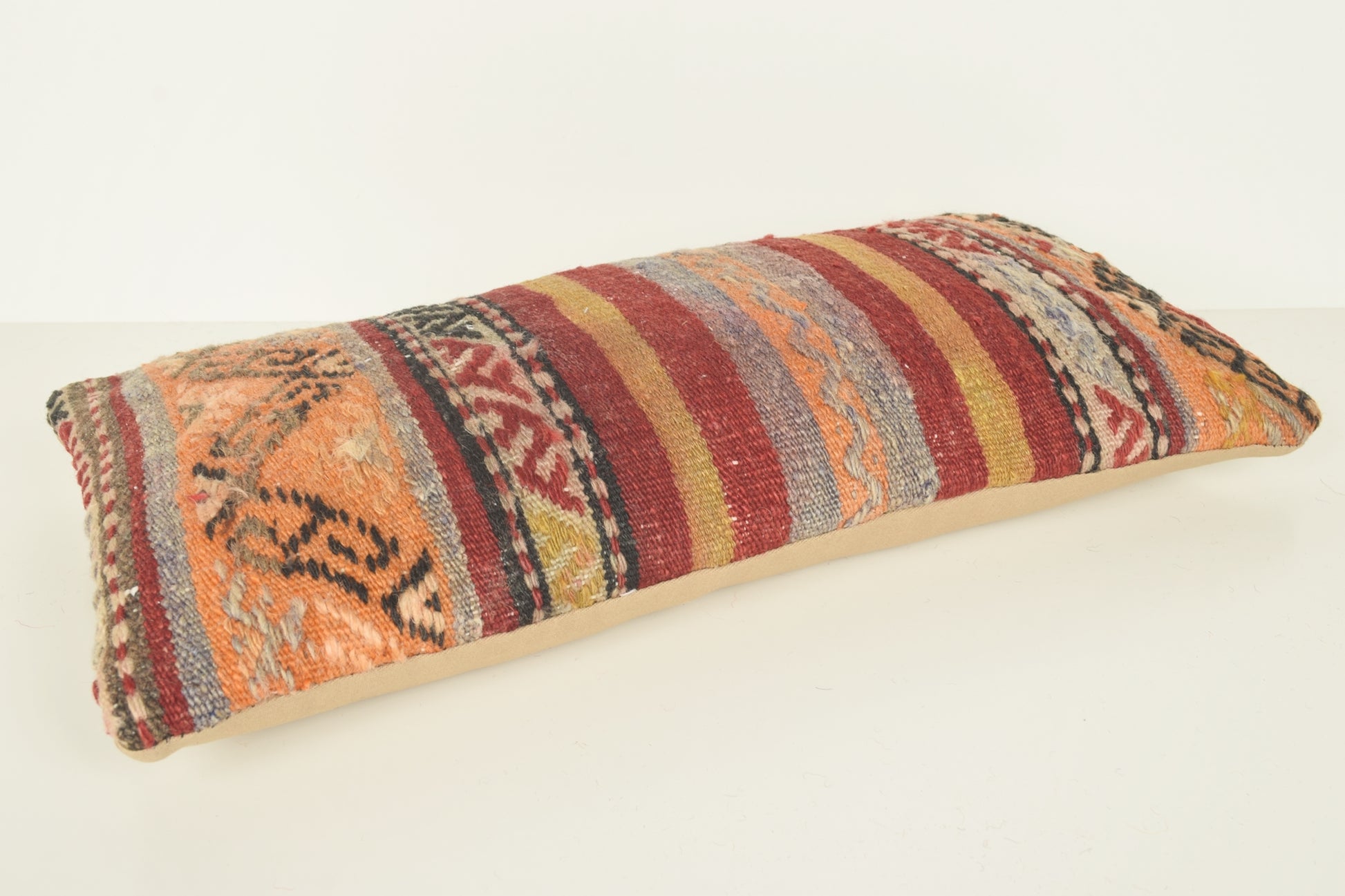 Turkish Lumbar Kilim Pillow Cover 10x20 " 25x50 cm. G00876