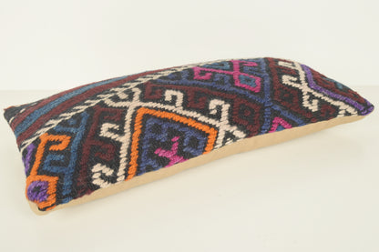 Turkish Lumbar Kilim Pillow Cover 10x20 " 25x50 cm. G00879