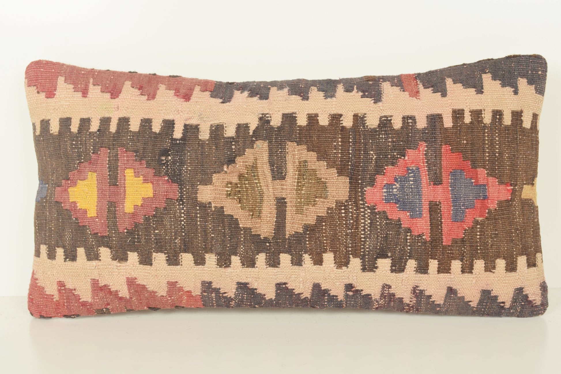 Turkish Lumbar Kilim Pillow Cover 10x20 " 25x50 cm. G00783