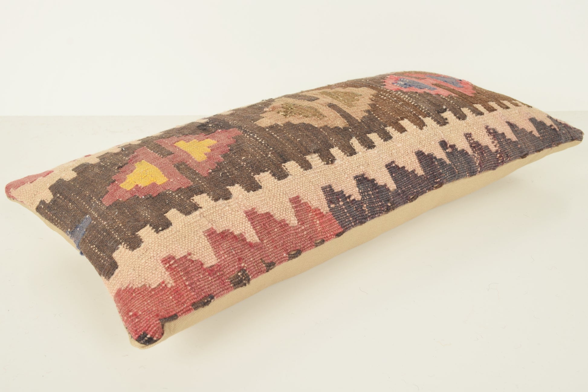 Turkish Lumbar Kilim Pillow Cover 10x20 " 25x50 cm. G00783