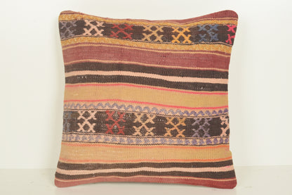 Turkish Kilim Pillow Cover 16x16 " 40x40 cm. D03384