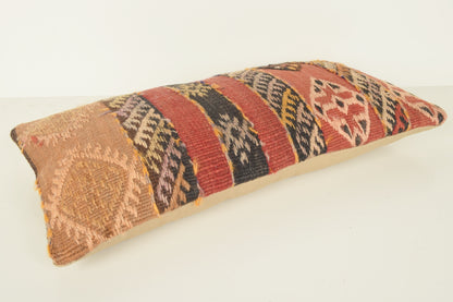 Turkish Lumbar Kilim Pillow Cover 10x20 " 25x50 cm. G00786