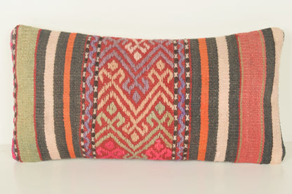 Turkish Lumbar Kilim Pillow Cover 10x20 " 25x50 cm. G00787