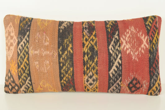 Turkish Lumbar Kilim Pillow Cover 10x20 " 25x50 cm. G00788