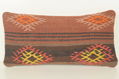 Turkish Lumbar Kilim Pillow Cover 10x20 " 25x50 cm. G00789