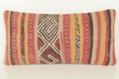 Turkish Lumbar Kilim Pillow Cover 10x20 " 25x50 cm. G00791