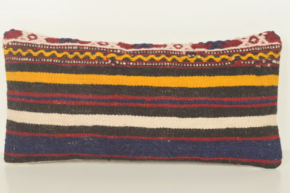 Turkish Lumbar Kilim Pillow Cover 10x20 " 25x50 cm. G00891