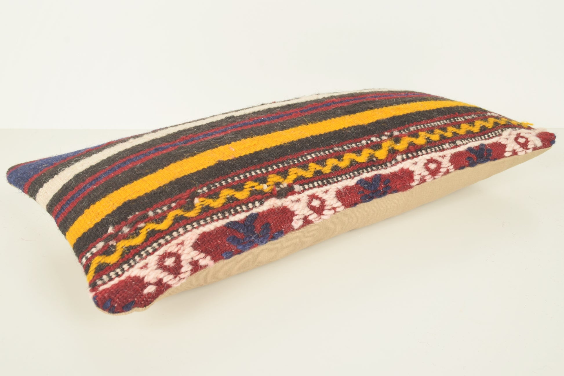 Turkish Lumbar Kilim Pillow Cover 10x20 " 25x50 cm. G00891