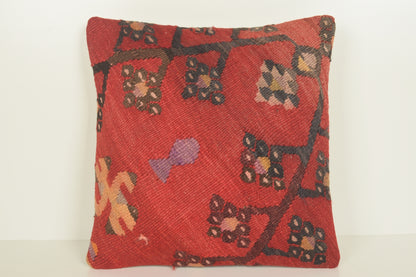 Turkish Kilim Pillow Cover 16x16 " 40x40 cm. D03392