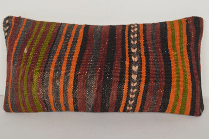 Turkish Lumbar Kilim Pillow Cover 10x20 " 25x50 cm. G00692